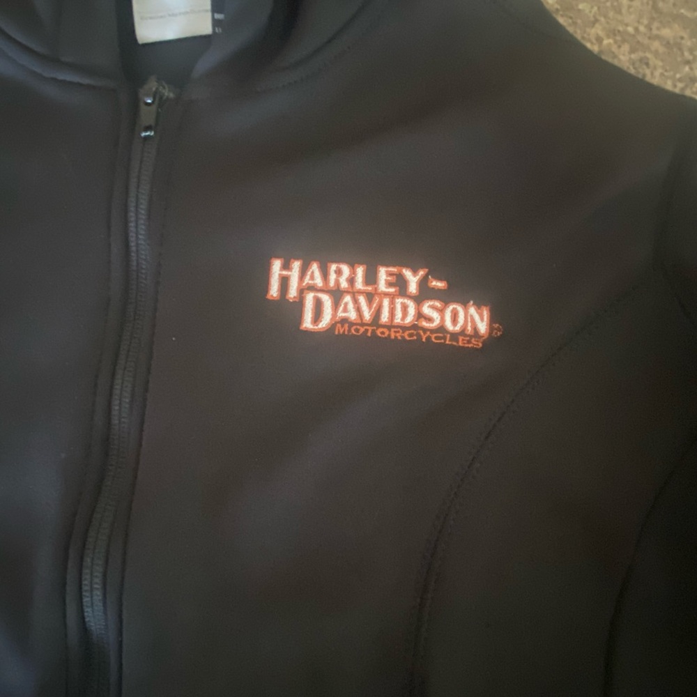 Authentic 3 in 1 Harley Davidson Black Orange Miss Enthusiast Leather Jacket Lrg - Picture 14 of 15